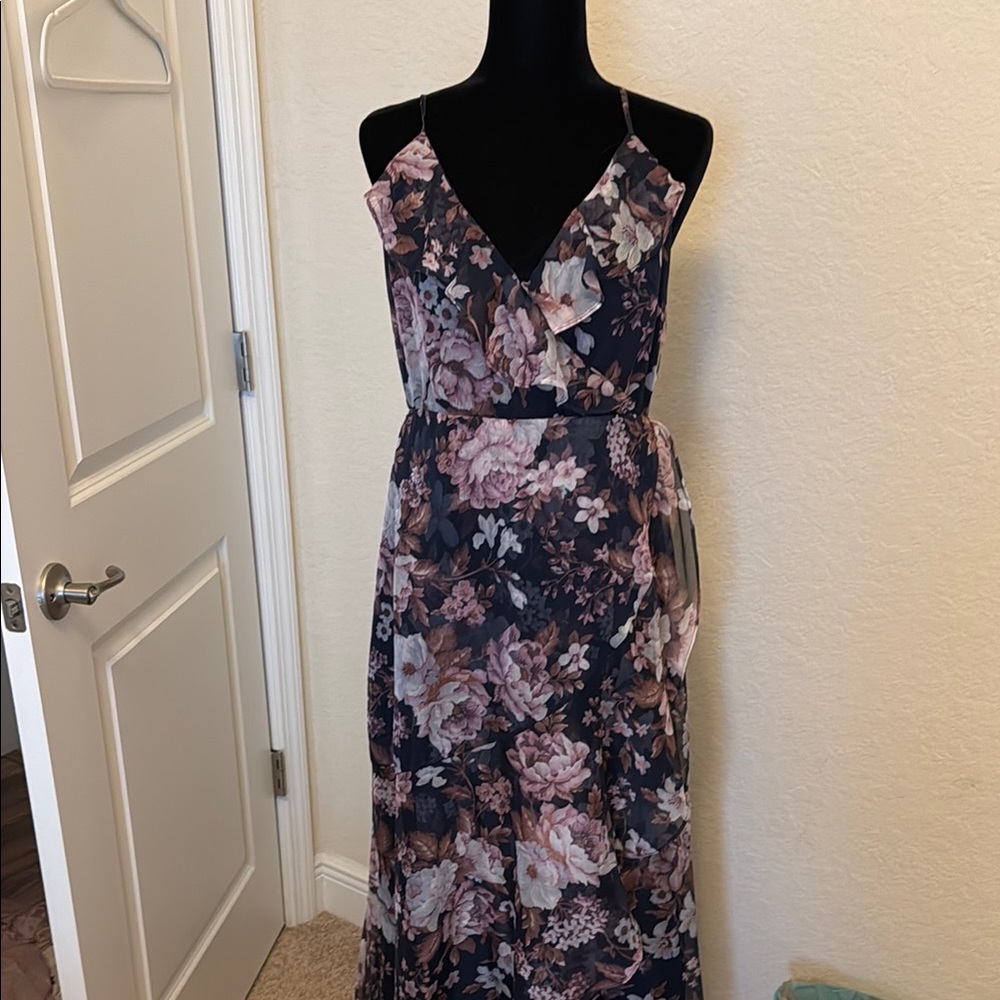Floral Maxi Dress in Black and Pink